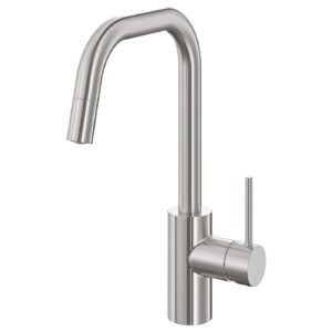 Kitchen faucet with pull-out spout, stainless steel color