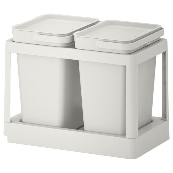 Recycling solution, with pull-out/light gray, 5 gallon