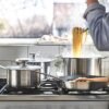 5-piece cookware set, glass/stainless steel