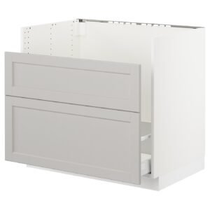 Base cab f/HAVSEN sink+recycling, white Maximera/Lerhyttan light gray, 36x24x30 "