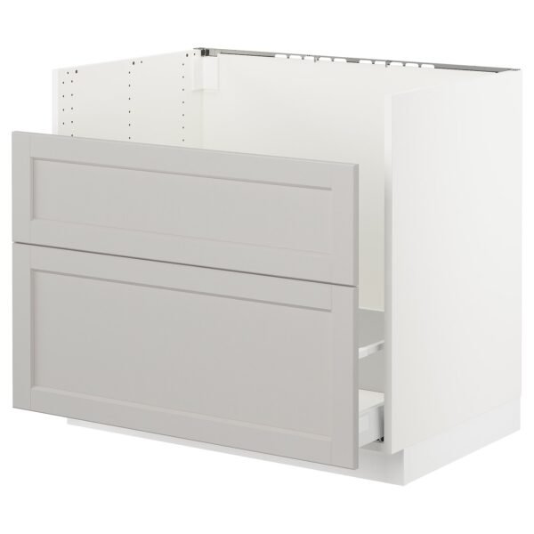 Base cab f/HAVSEN sink+recycling, white Maximera/Lerhyttan light gray, 36x24x30 "
