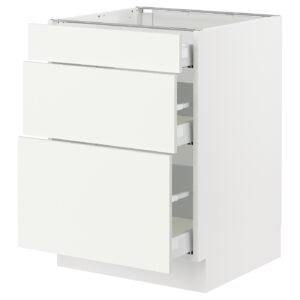 Base cabinet with 3 drawers, white/Vallstena white, 24x24x30 "