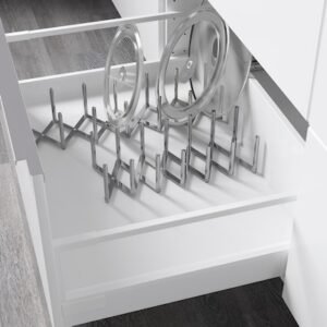 Tray with knife rack, light bamboo/anthracite, 6x19 1/2 "